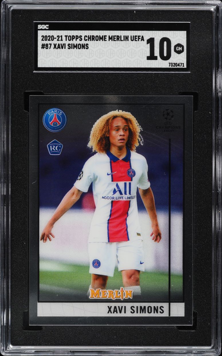 2020 Topps Chrome Merlin UEFA Xavi Simons ROOKIE #87 SGC 10 GEM MINT