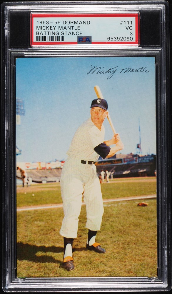 1953 Dormand Postcard Mickey Mantle BATTING STANCE #111 PSA 3 VG