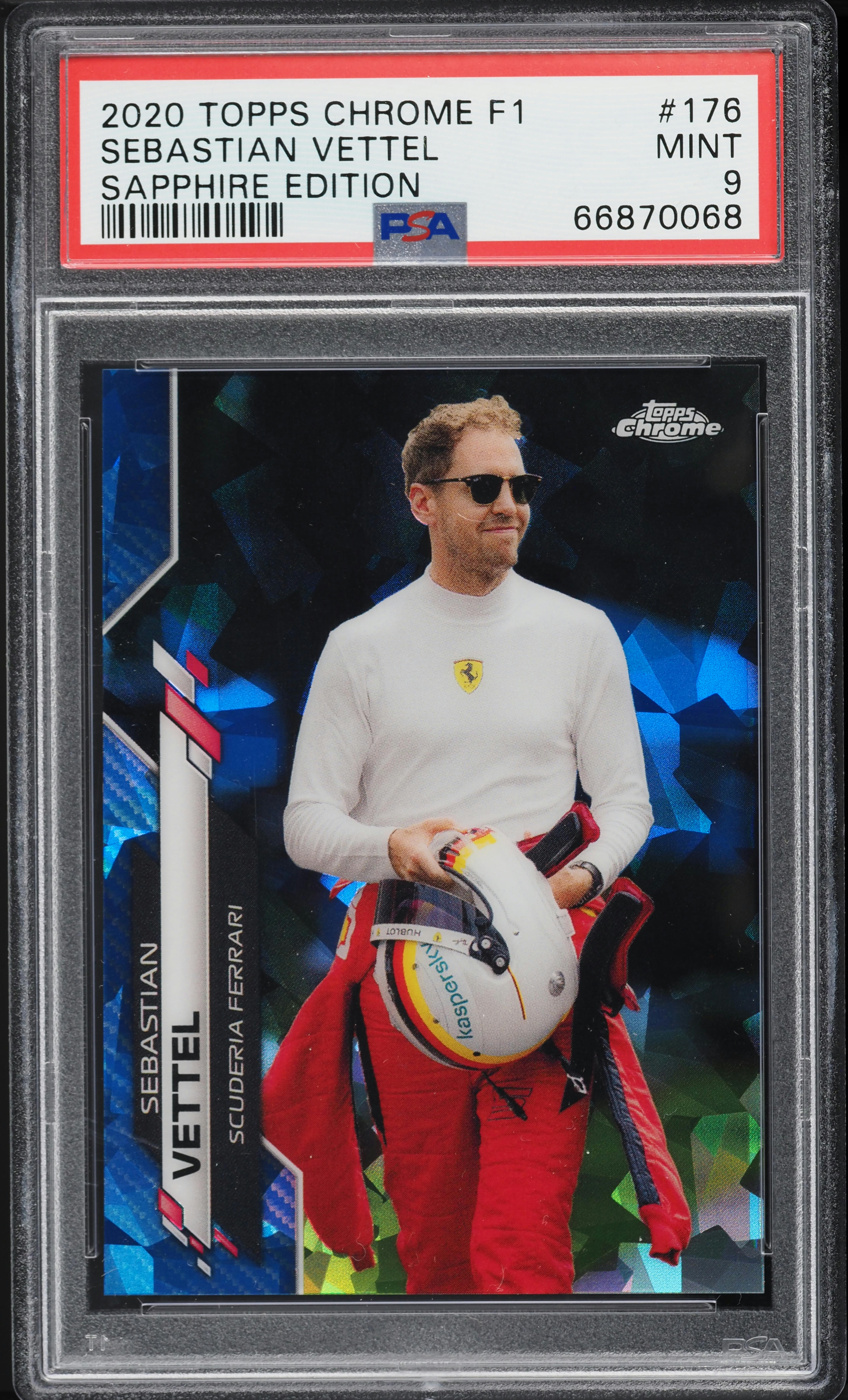 2020 Topps Chrome Formula 1 F1 Sapphire Sebastian Vettel #176 PSA