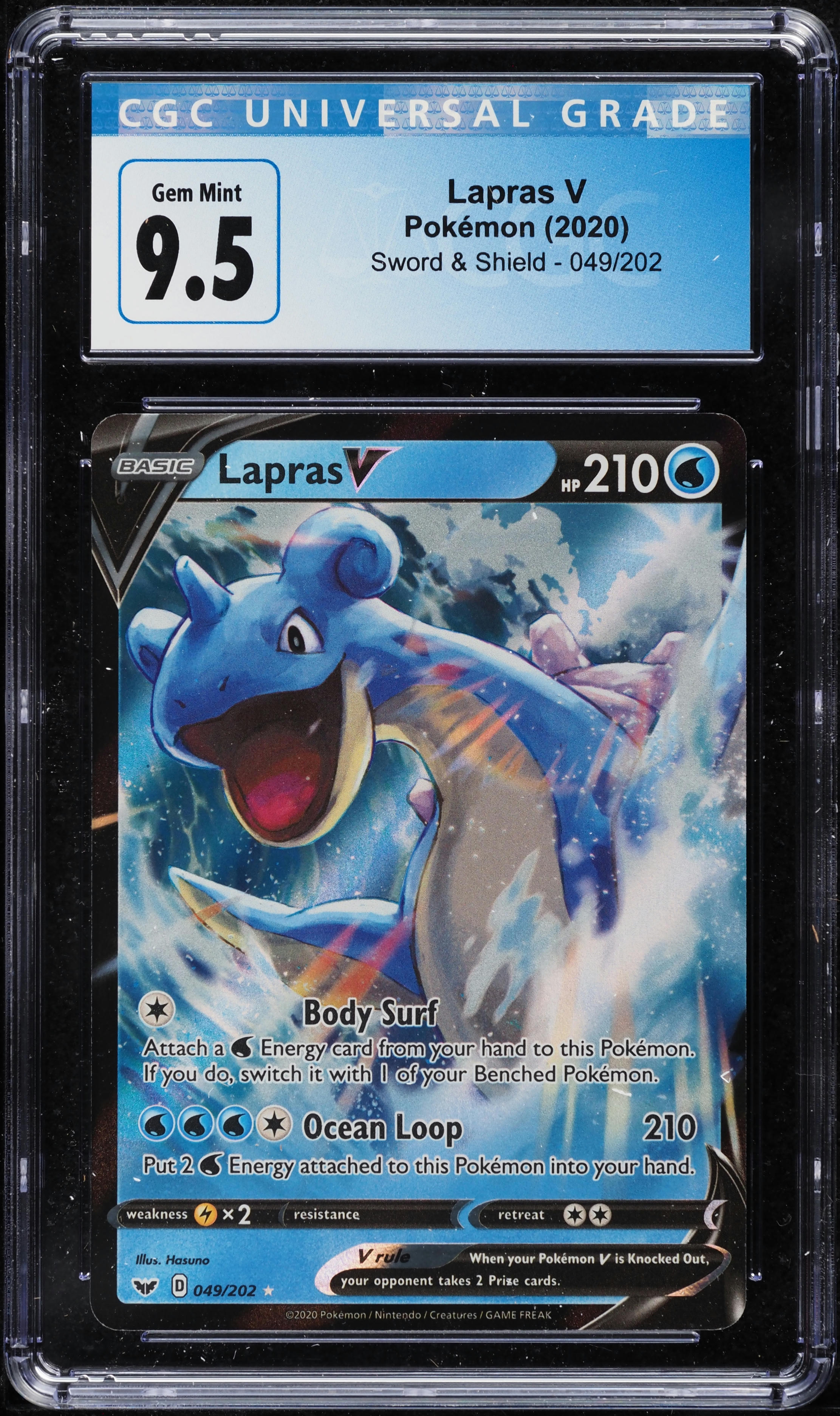 2020 Pokemon Sword & Shield Lapras V #49 CGC 9.5 GEM MINT