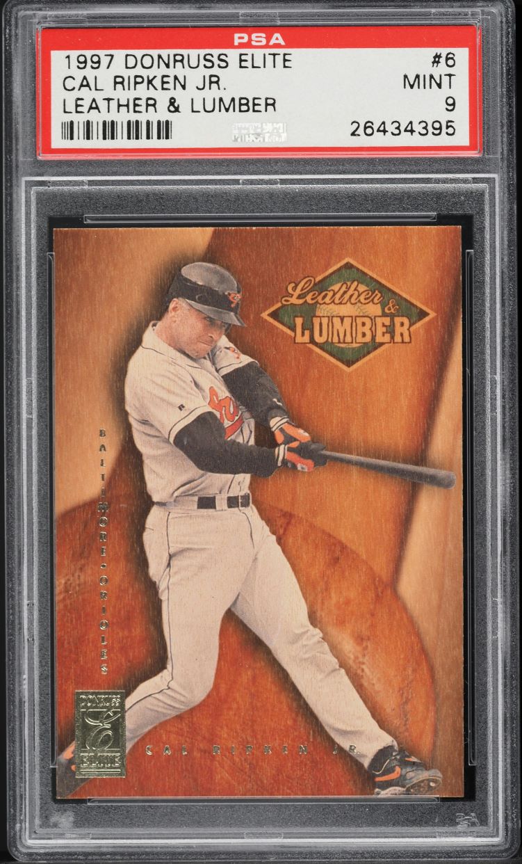 1997 Donruss Elite Leather & Lumber Cal Ripken Jr. /500 #6 PSA 9 MINT