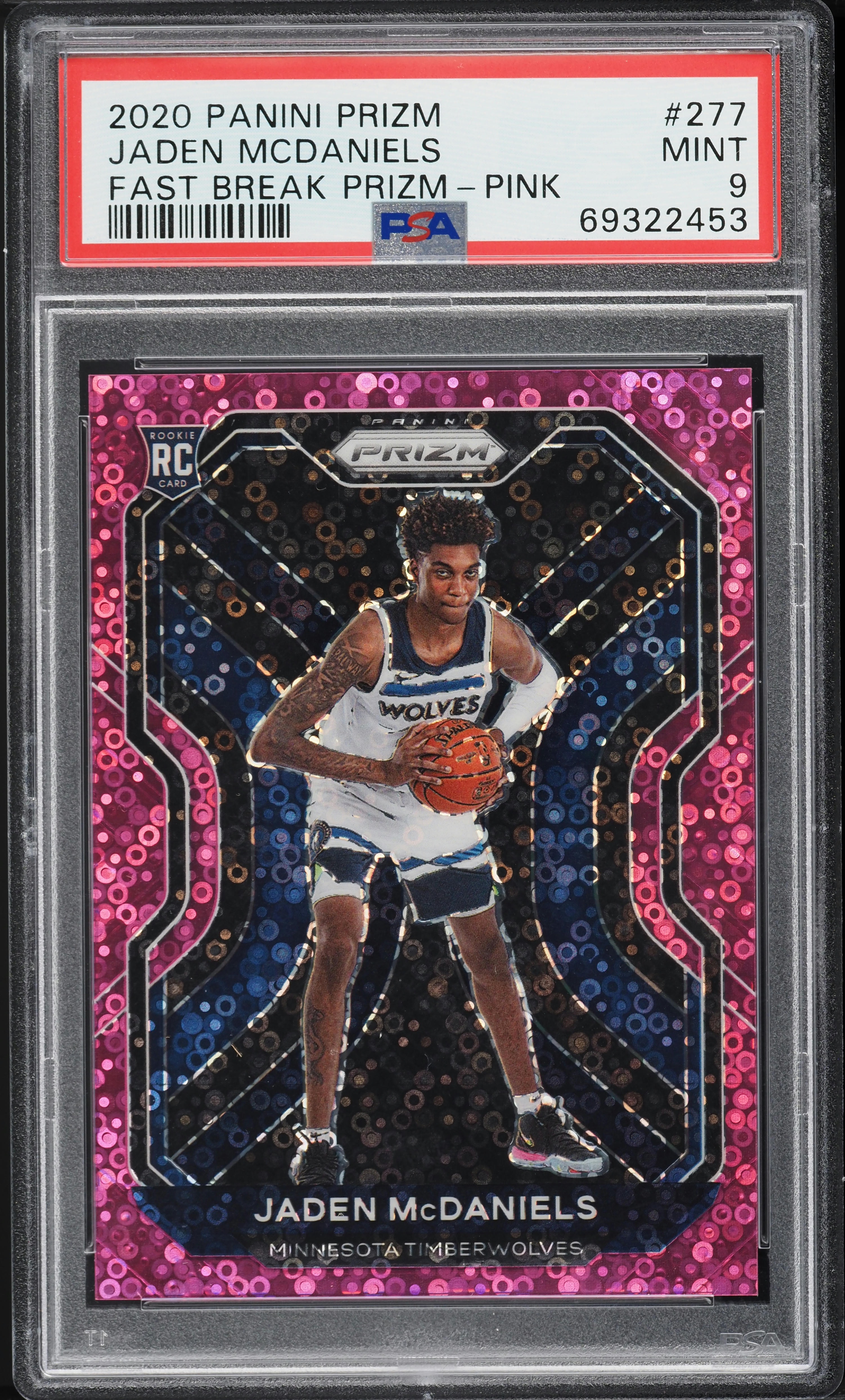 DEBUT manacaICカード 2020 Panini Prizm Fast Break Pink Jaden McDaniels ROOKIE /50 #277