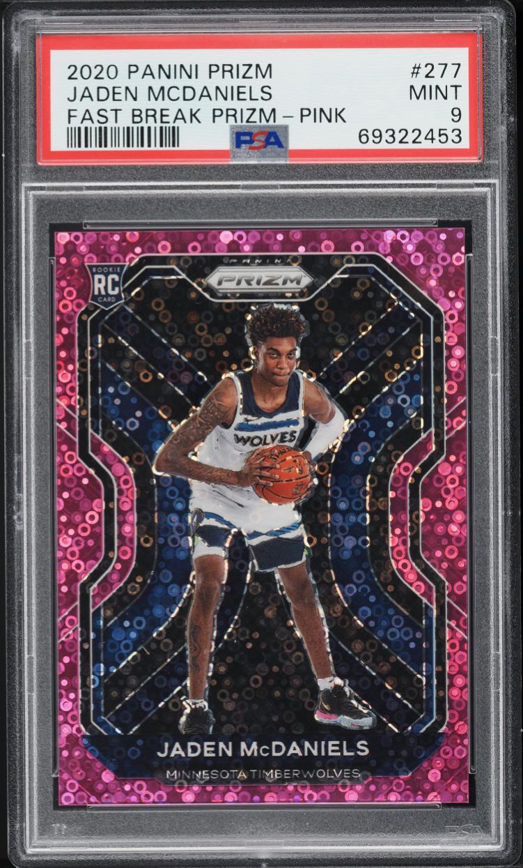 2020 Panini Prizm Fast Break Pink Jaden McDaniels ROOKIE /50 #277 PSA 9 MINT
