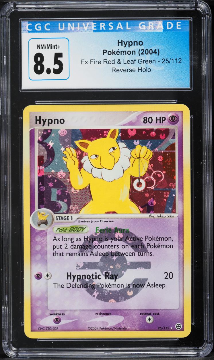 2004 Pokemon EX Fire Red & Leaf Green Reverse Holo Hypno #25 CGC 8.5 NM-MT+