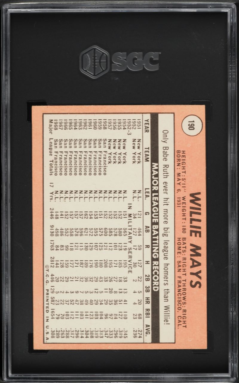 1969 Topps Willie Mays #190 SGC 4.5 VGEX+