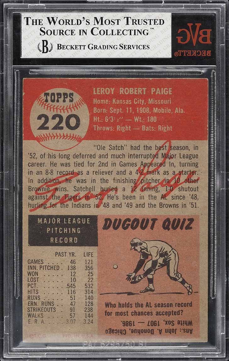 1953 Topps Satchel Paige #220 BVG 7 NRMT