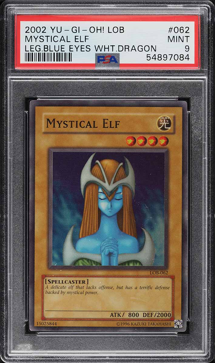2002 Yu-Gi-Oh! Legend Of Blue Eyes White Dragon Mystical Elf #LOB-062 PSA 9 MINT