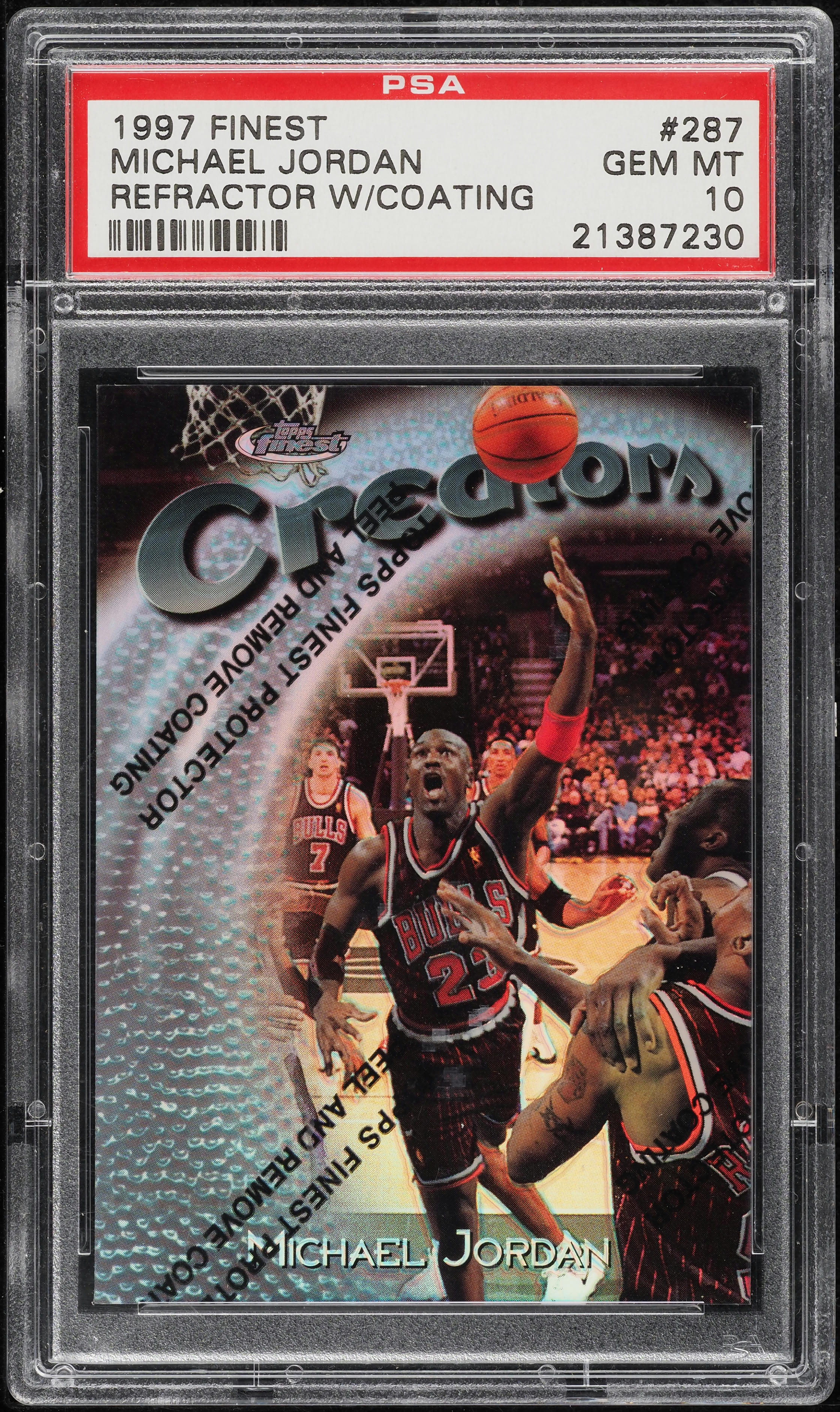 1997 Finest Refractor w/ Coating Michael Jordan /1090 #287 PSA 10 GEM MINT