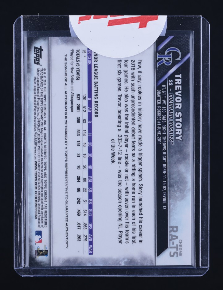 2016 Topps Chrome Trevor Story ROOKIE AUTO #RA-TS MBA AUTH