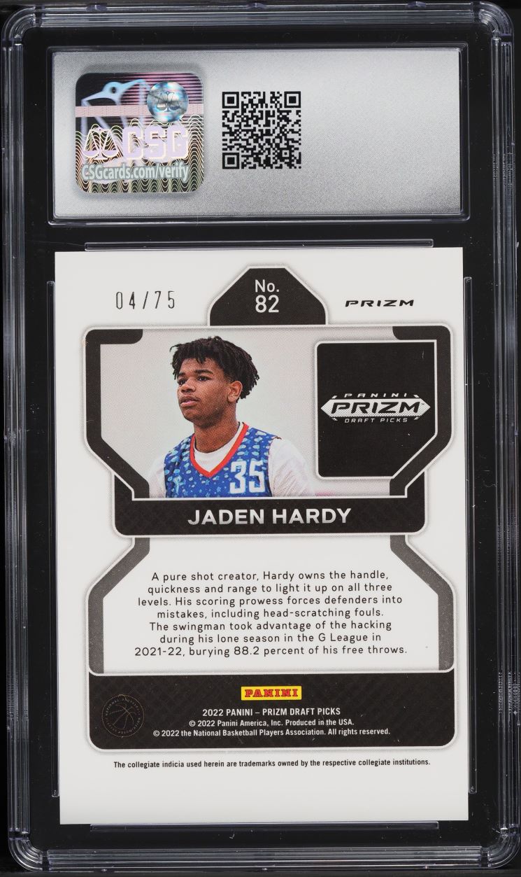 2022 Panini Prizm Draft Picks Purple Jaden Hardy ROOKIE /75 #82