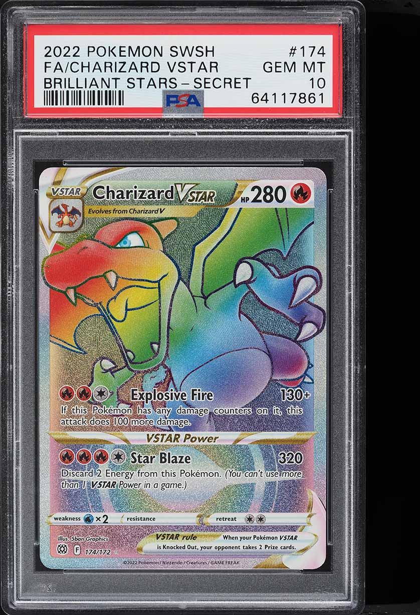 2022 Pokemon SWSH Brilliant Stars Hyper Rare Charizard VSTAR #174 PSA 10 GEM