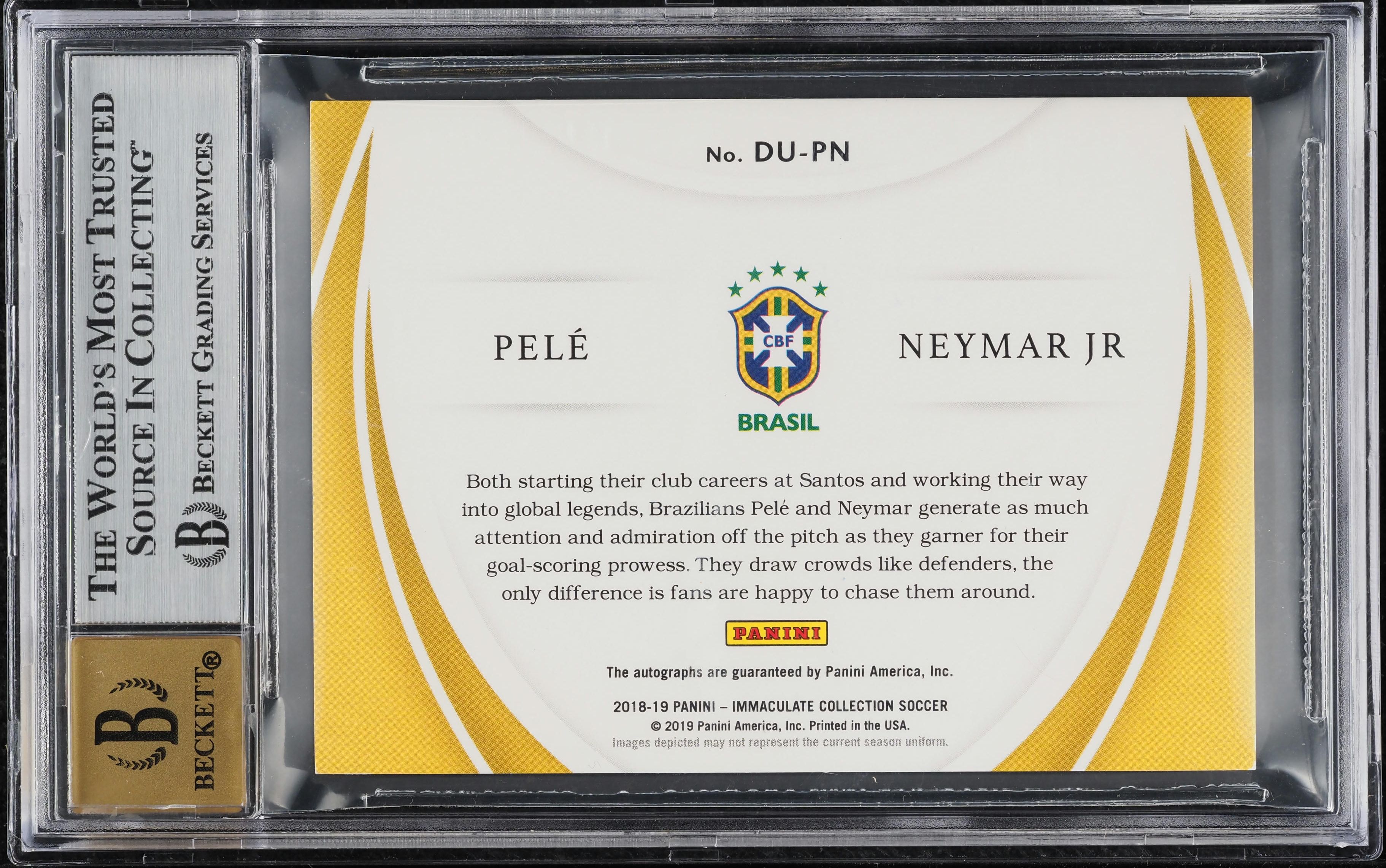 2018 Immaculate Collection Dual Neymar Jr & Pele AUTO /5 #21 BGS 9 