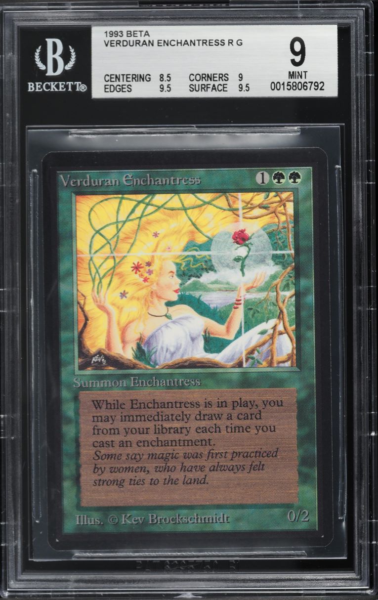 1993 Magic The Gathering MTG Beta Verduran Enchantress R G BGS 9 MINT