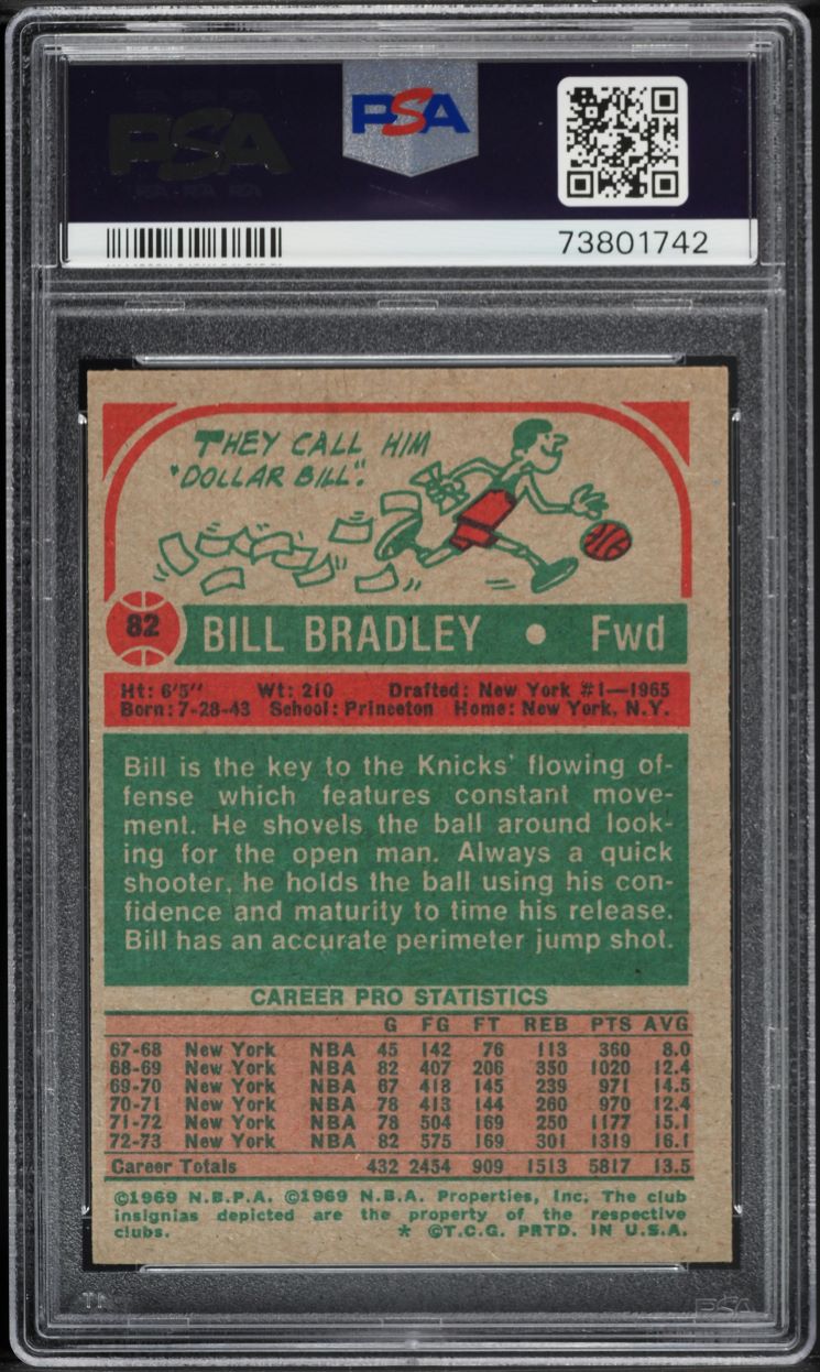 1973 Topps Basketball Bill Bradley #82 PSA 7 NRMT