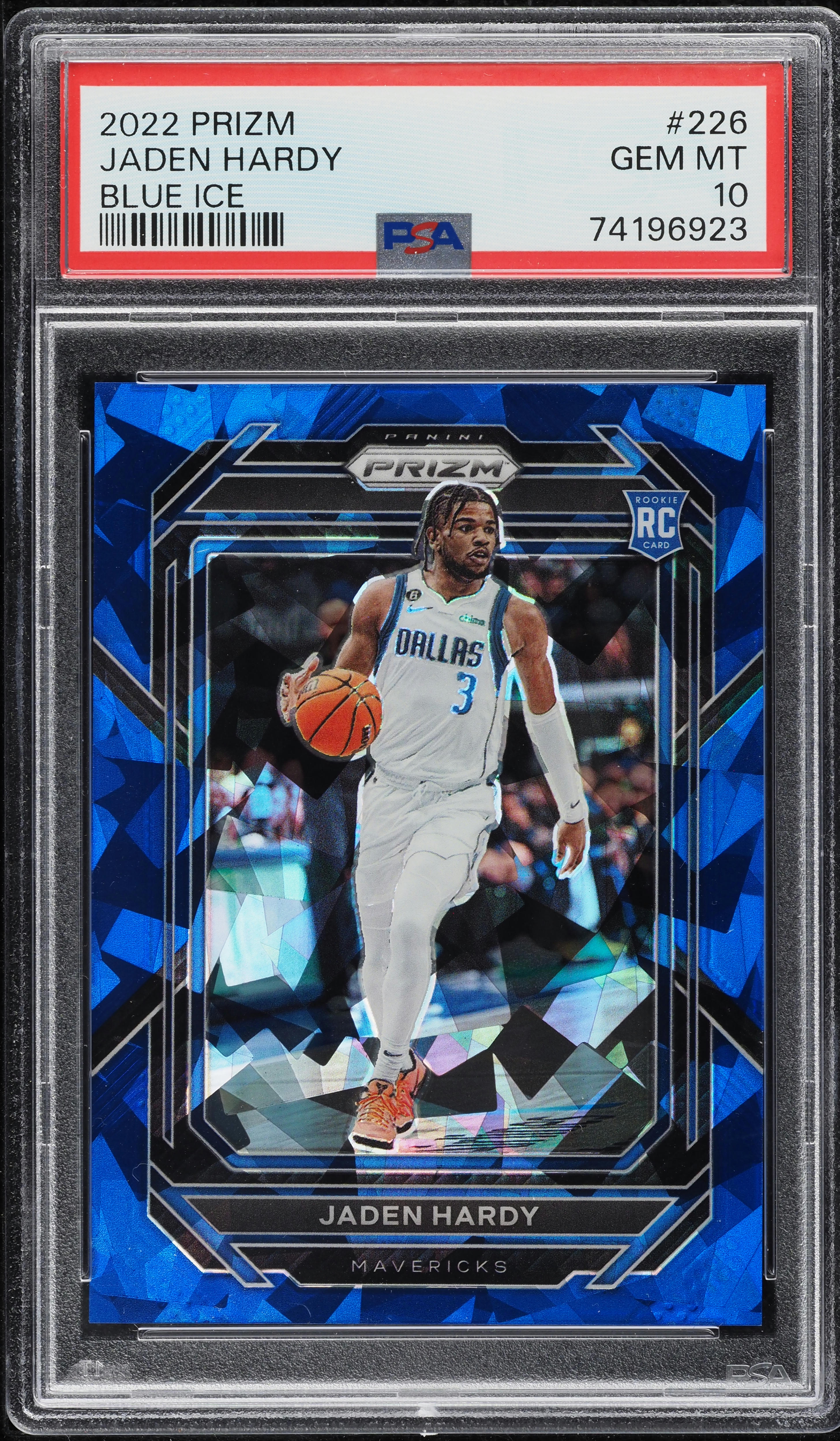 2022 Panini Prizm Blue Ice Jaden Hardy ROOKIE /125 #226 PSA 10 GEM
