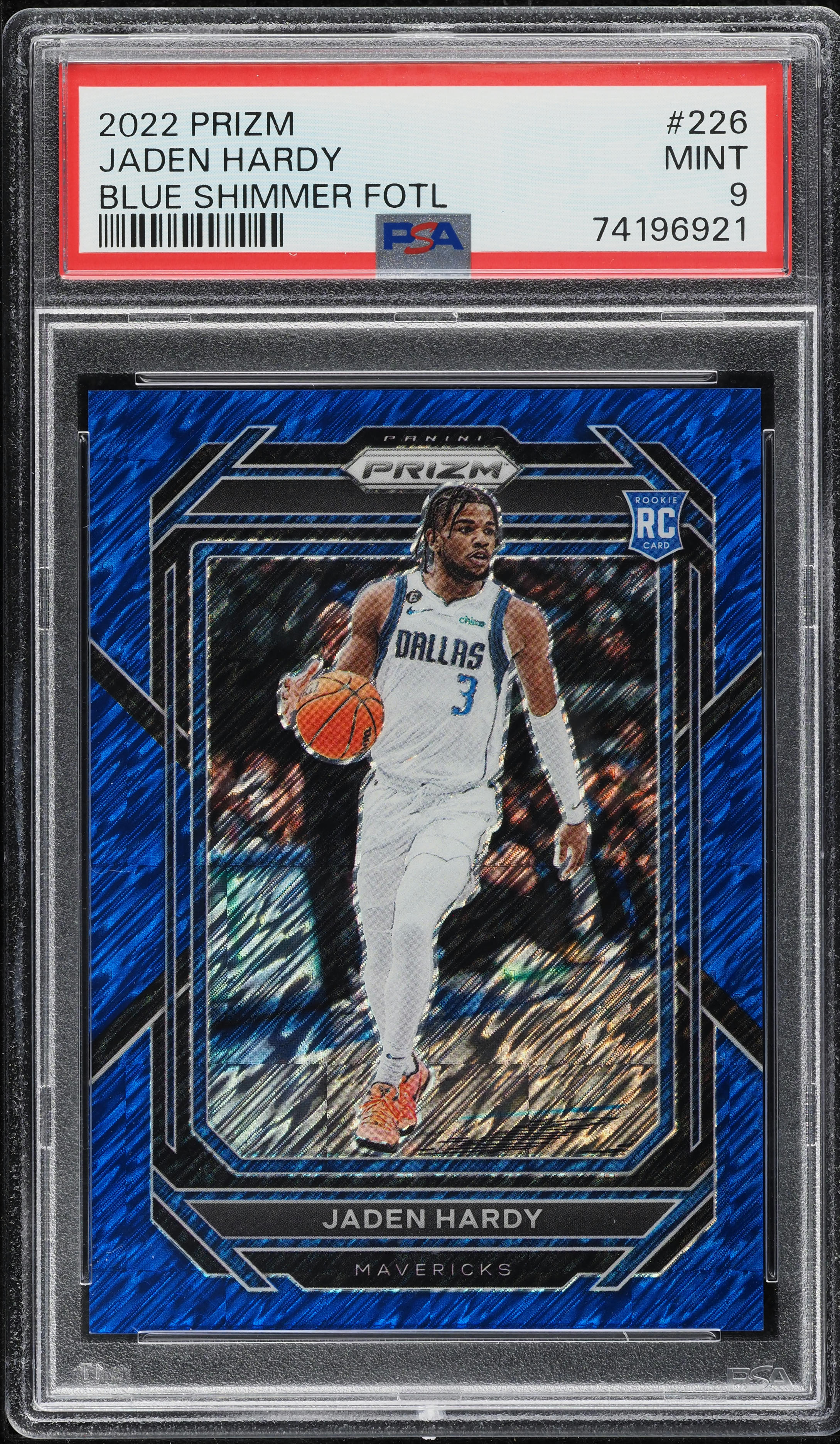 2022 Panini Prizm Blue Shimmer FOTL Jaden Hardy ROOKIE /35 #226 PSA 9 MINT