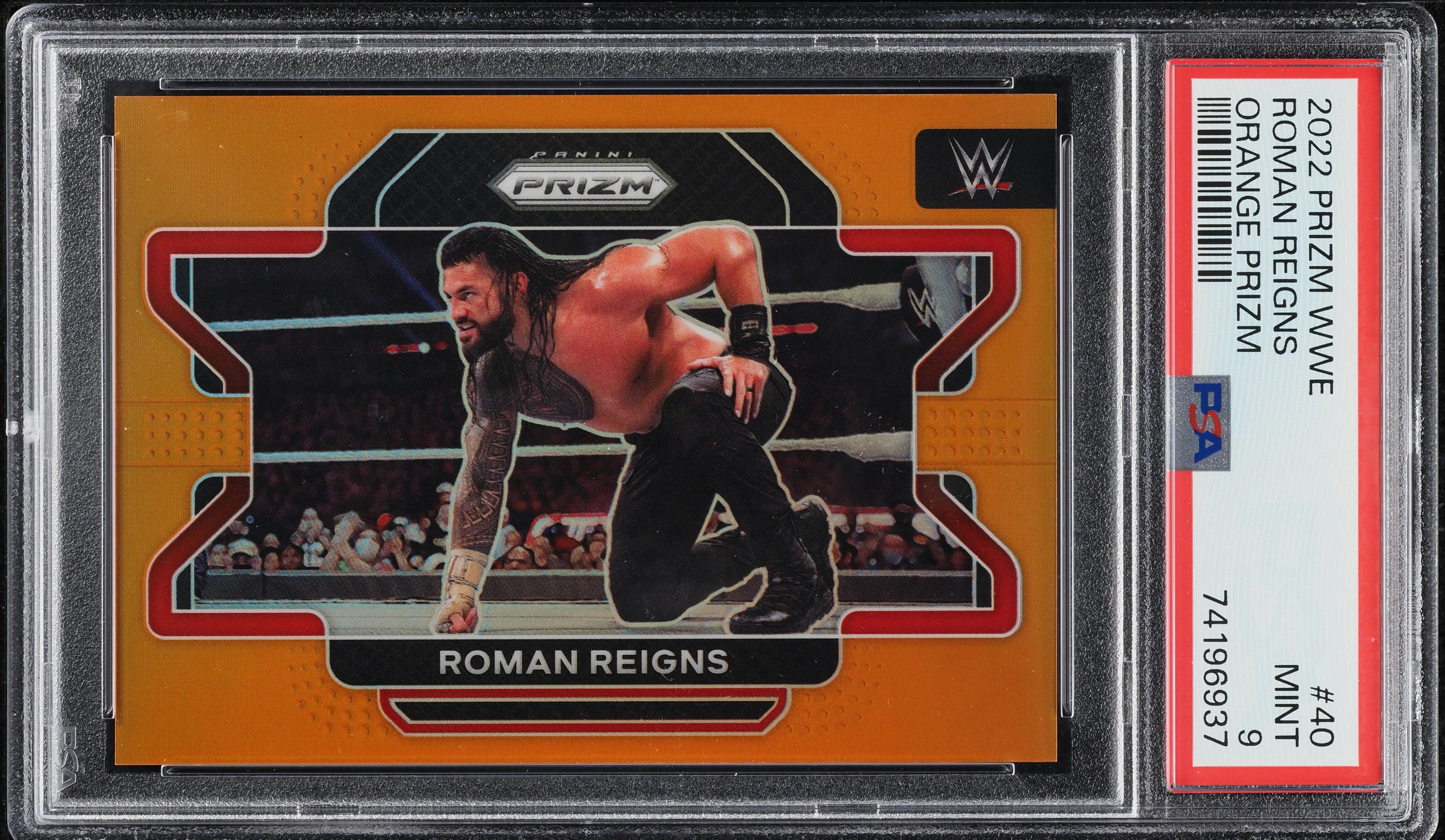 2022 Panini Prizm WWE Orange Roman Reigns /99 #40 PSA 9 MINT