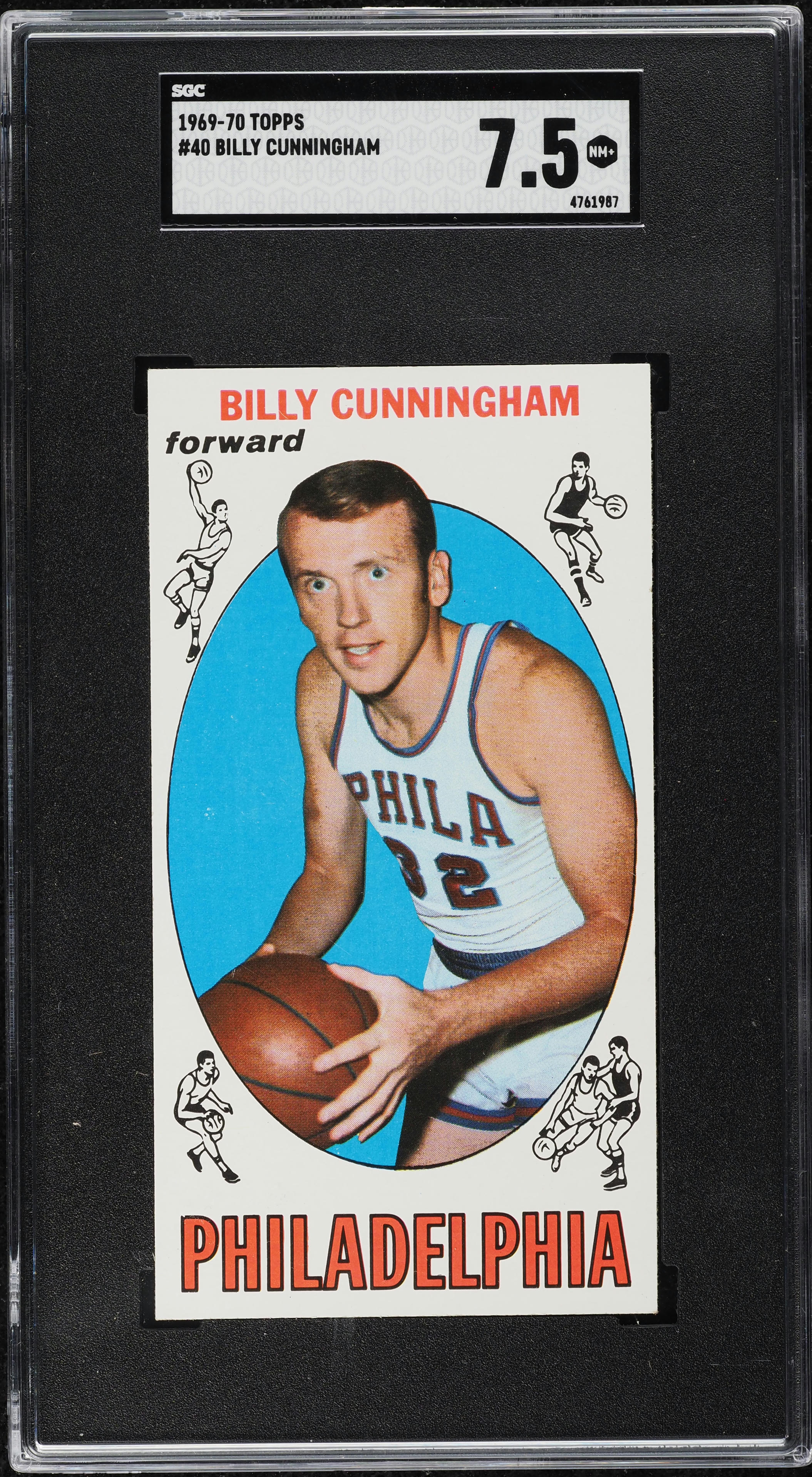 1969 Topps Basketball Billy Cunningham ROOKIE #40 SGC 7.5 NRMT+