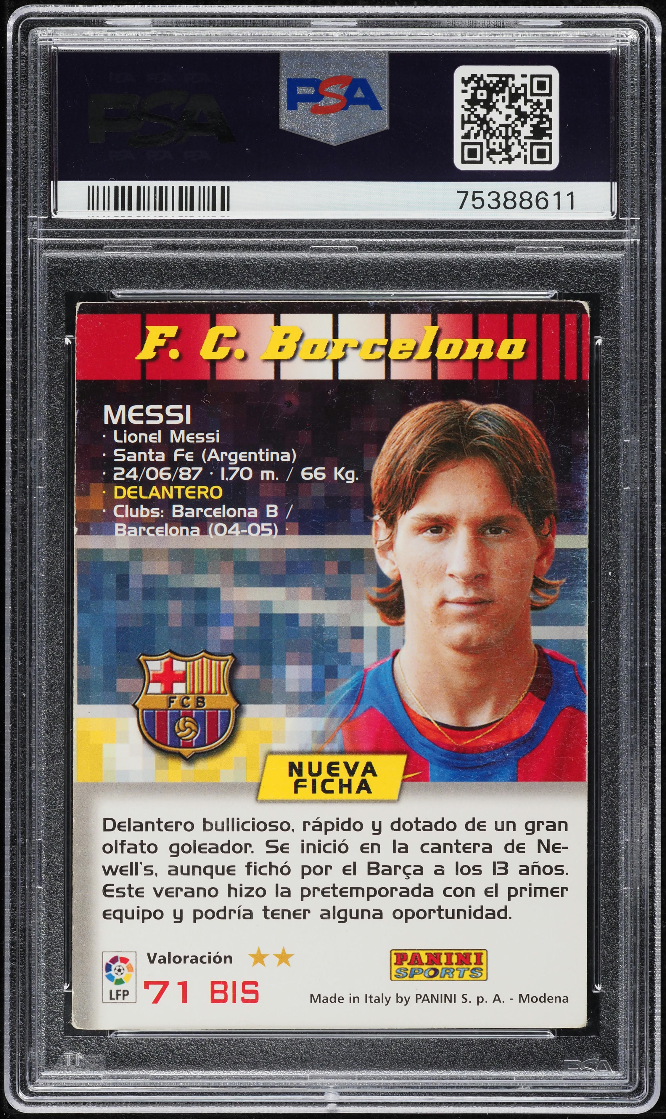 2004 Panini Sports Mega Cracks La Liga Lionel Messi ROOKIE #71 PSA 4 VGEX