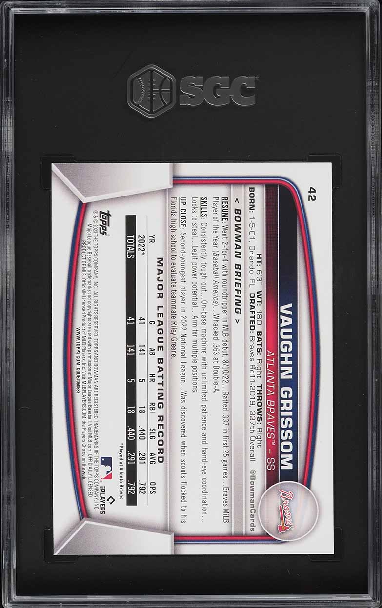 2023 Bowman Vaughn Grissom ROOKIE #42 SGC 9.5 MINT+