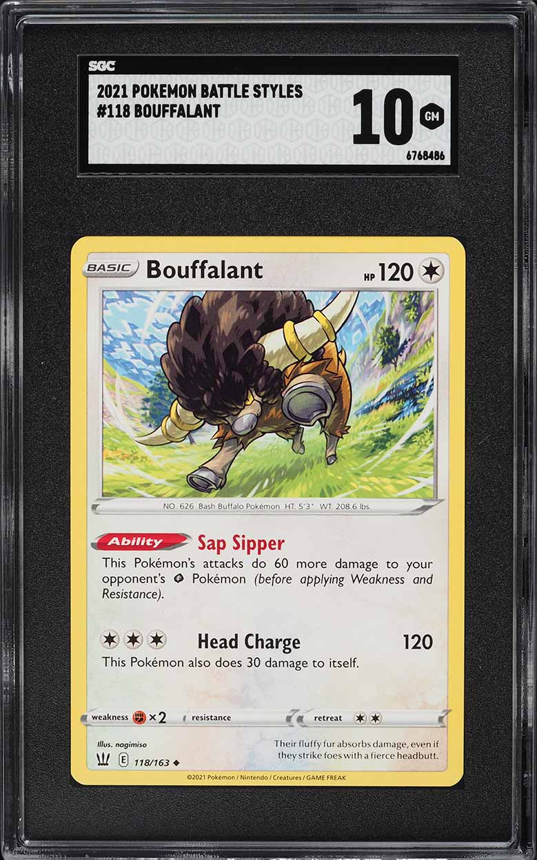 2021 Pokemon Sword & Shield Battle Styles Bouffalant #118 SGC 10 GEM MINT