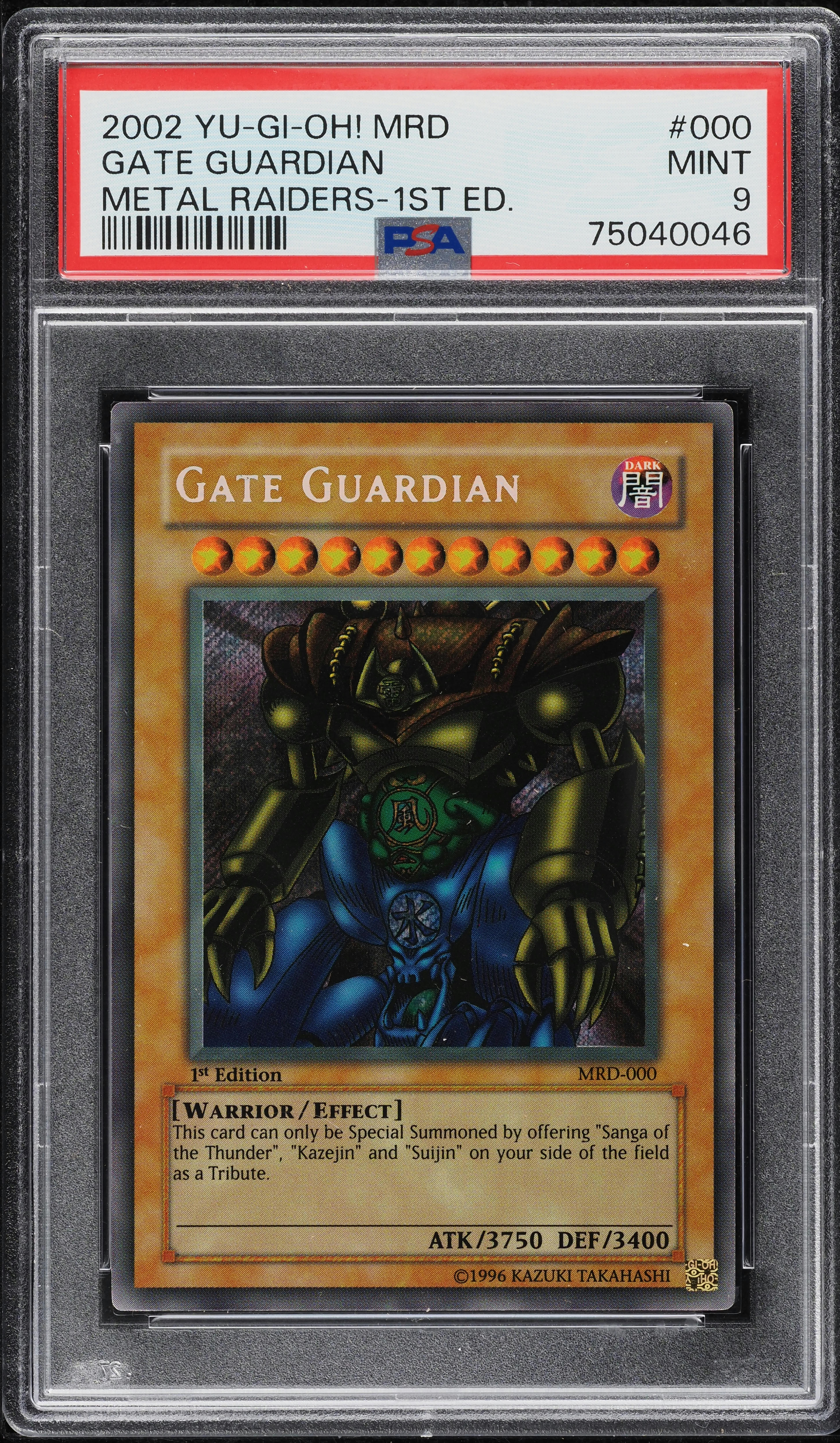 2002 Yu-Gi-Oh! Metal Raiders 1st Edition Gate Guardian #MRD-000