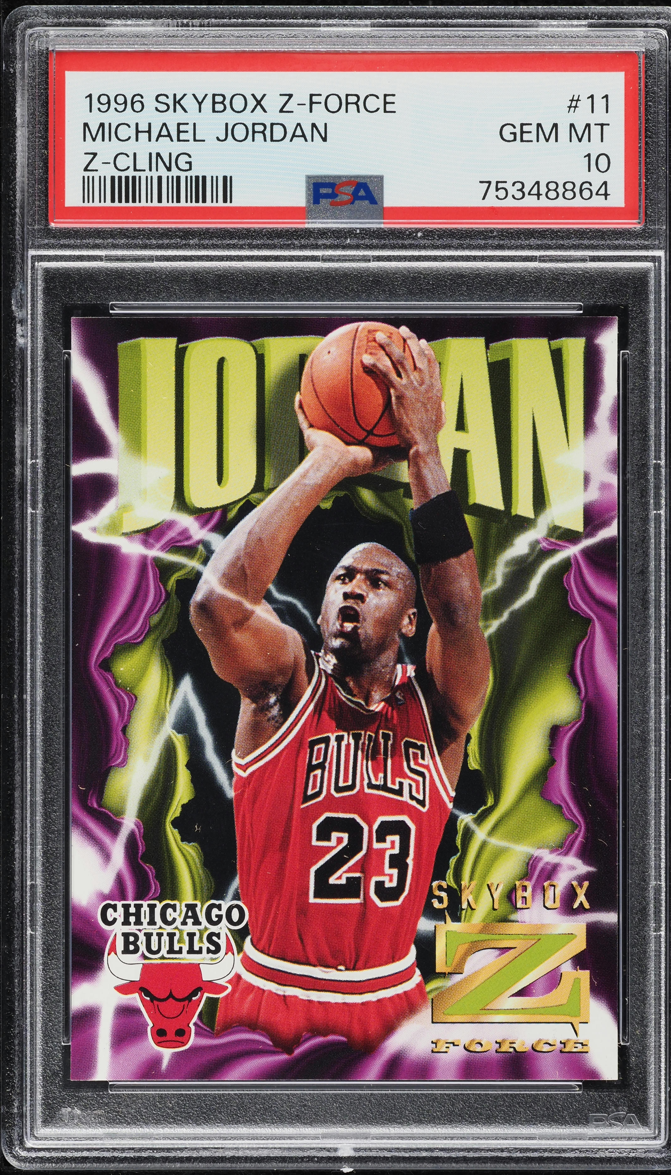 1996 Skybox Z-Force Z-Cling Michael Jordan #11 PSA 10 GEM MINT on