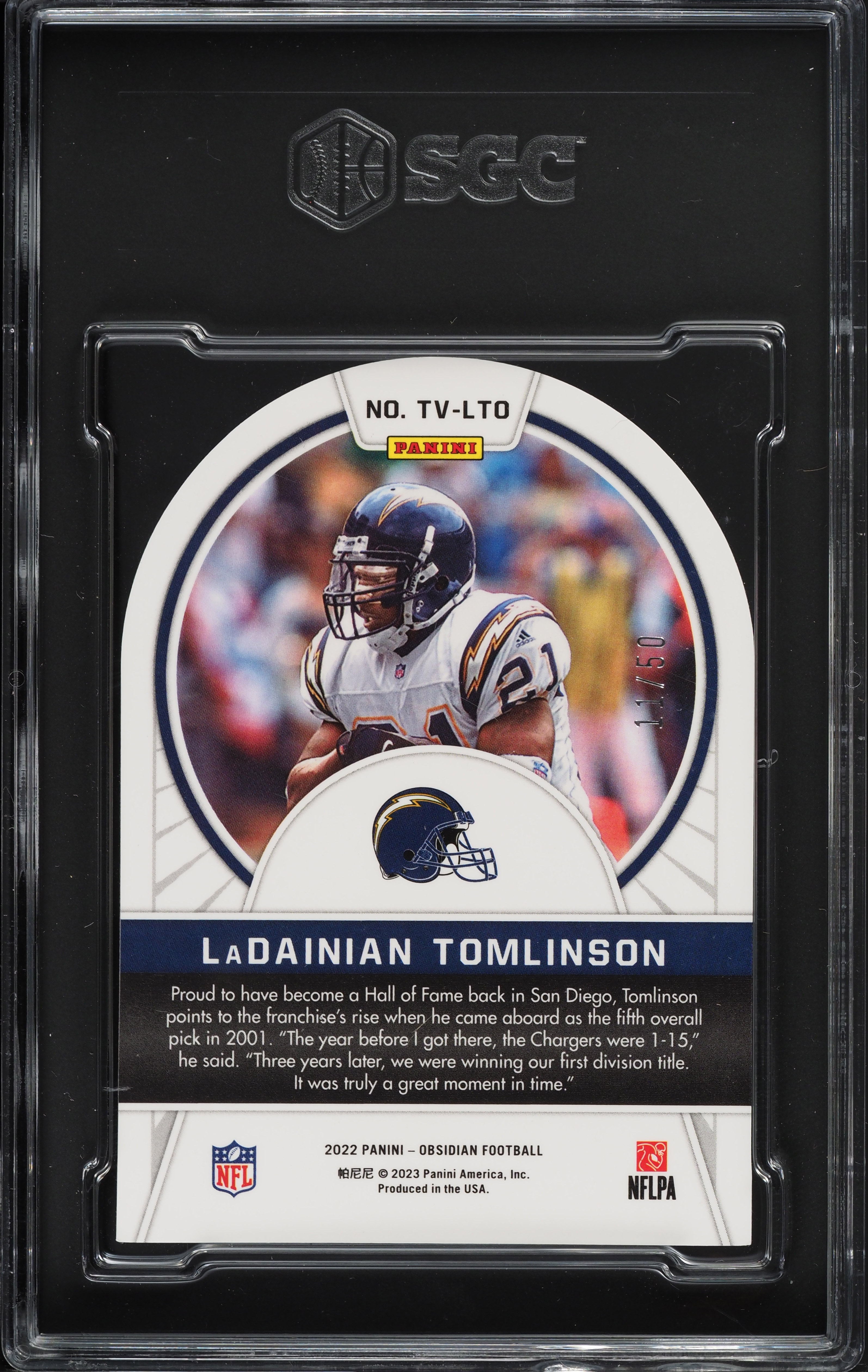 2022 Panini Obsidian Tunnel Vision E/E Orange LaDainian Tomlinson