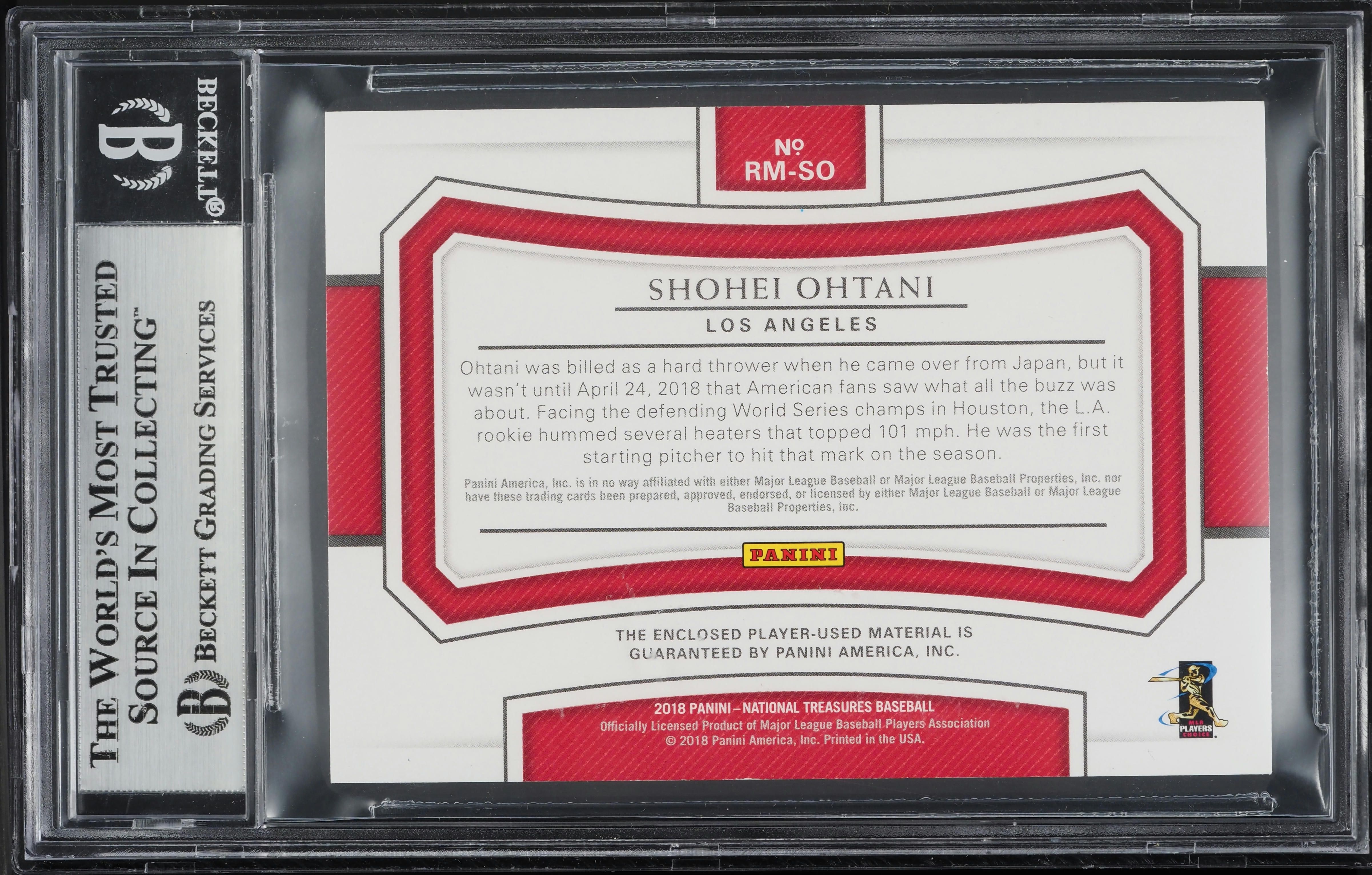 2018 National Treasures Jumbo Holo Gold Shohei Ohtani RC PATCH /10 