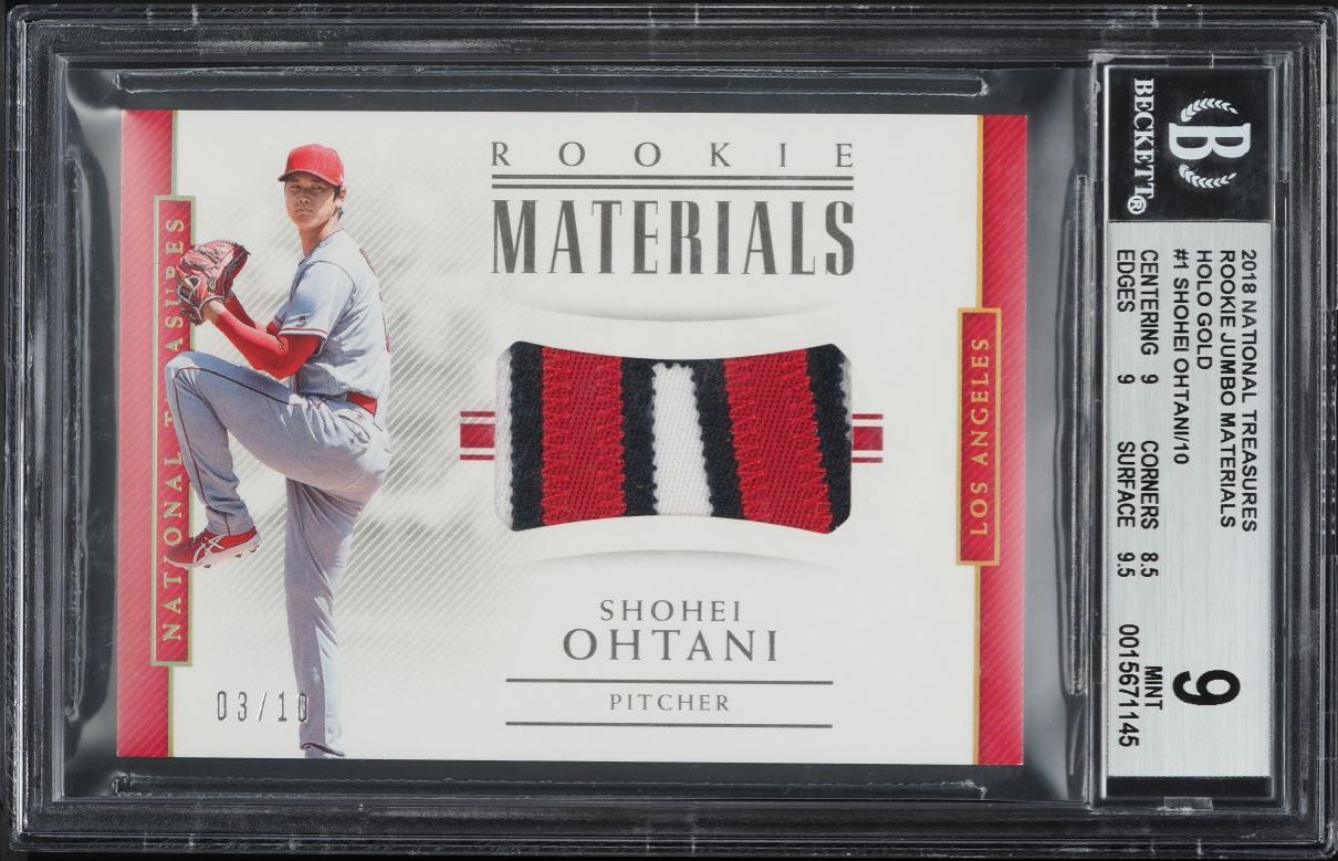 2018 National Treasures Jumbo Holo Gold Shohei Ohtani RC PATCH /10 #RM-SO BGS 9