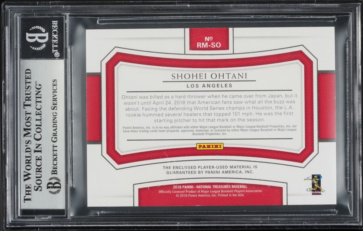 2018 National Treasures Jumbo Holo Gold Shohei Ohtani RC PATCH /10 #RM-SO BGS 9