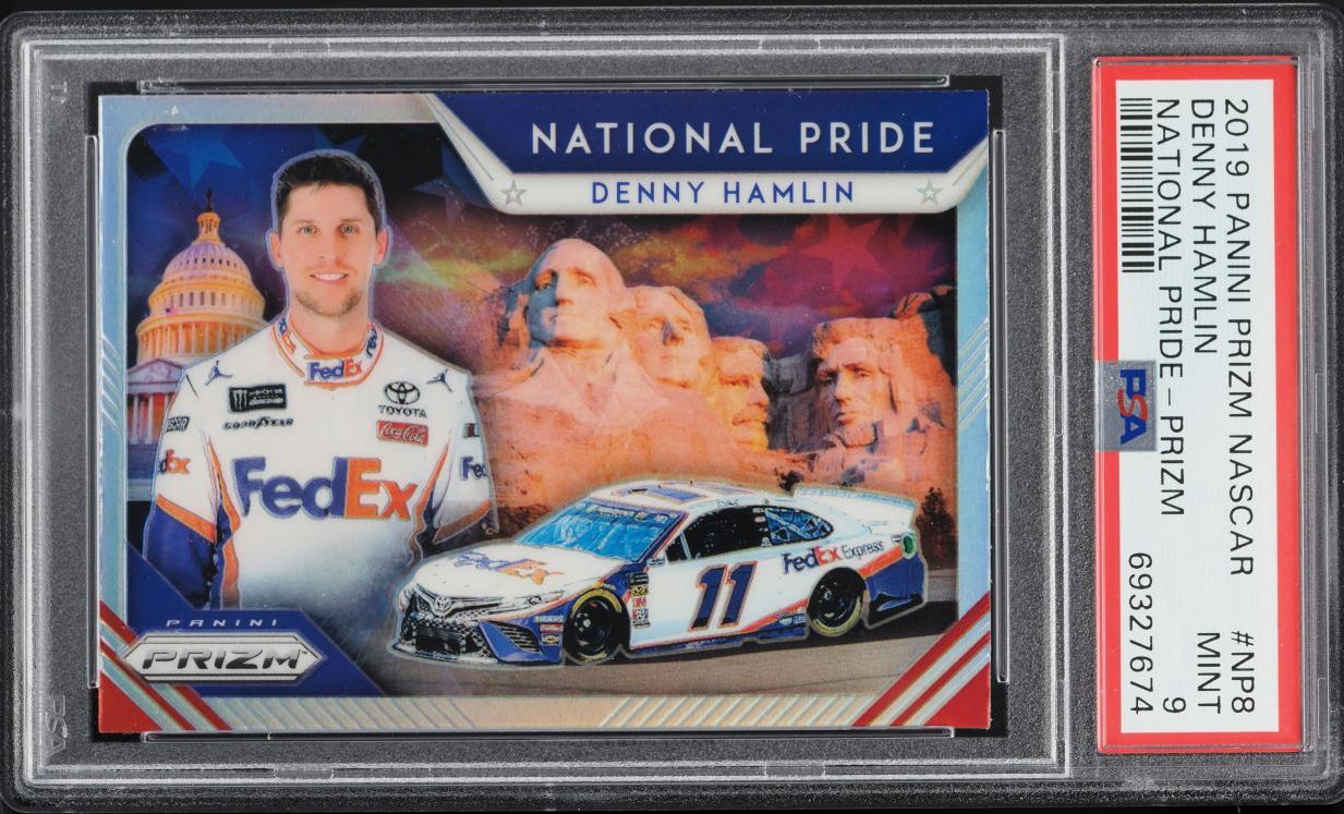 2019 Panini Prizm National Pride Silver Denny Hamlin #NP8 PSA 9 MINT