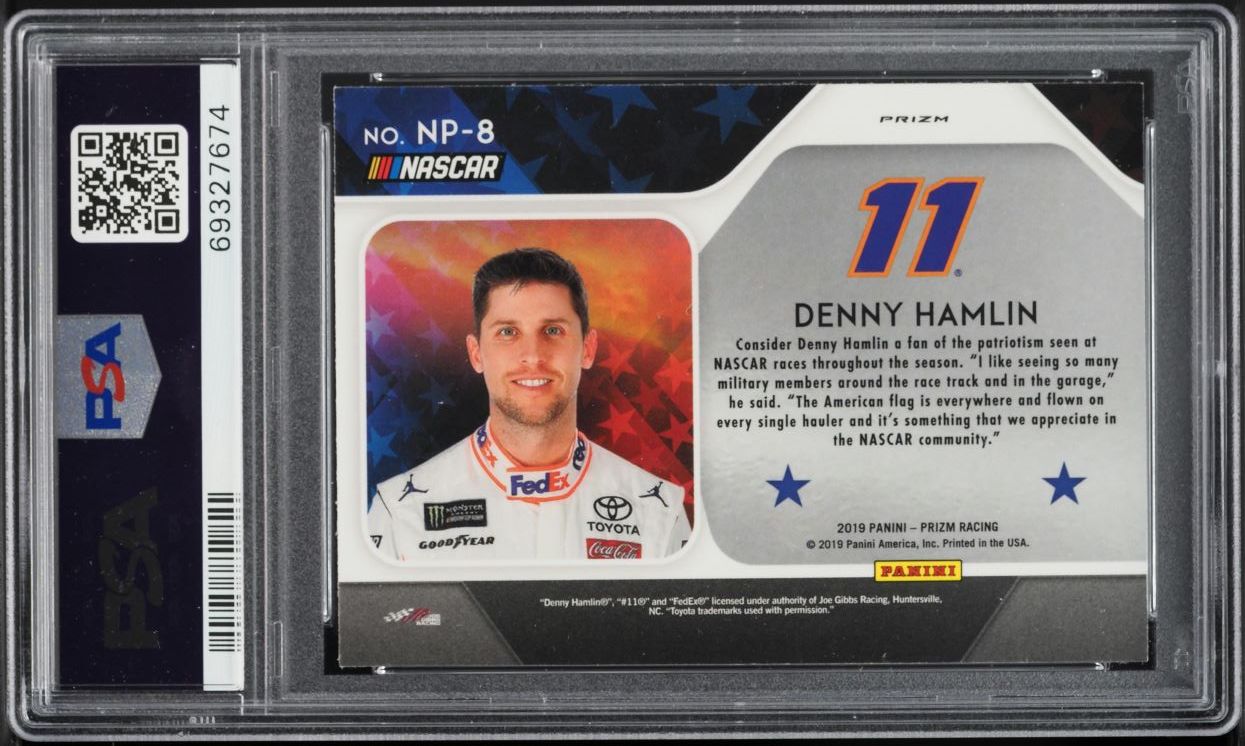 2019 Panini Prizm National Pride Silver Denny Hamlin #NP8 PSA 9 MINT