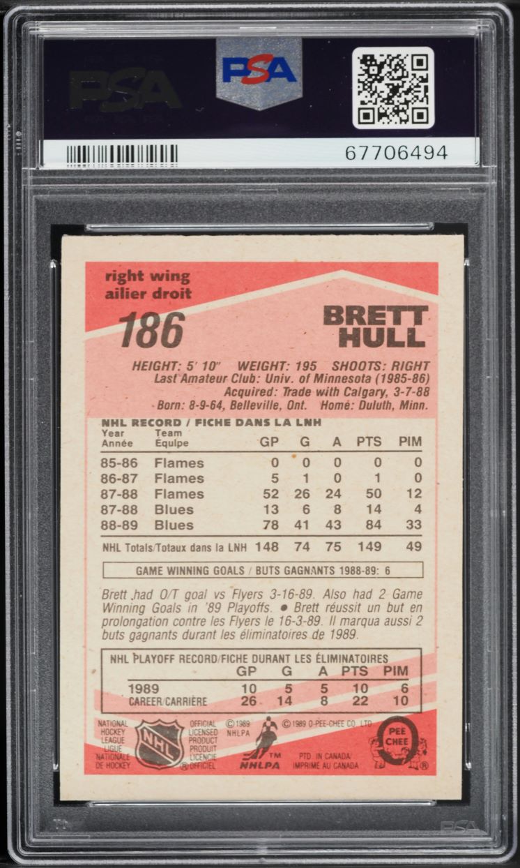 1989 O-Pee-Chee Hockey Brett Hull #186 PSA 7 NRMT