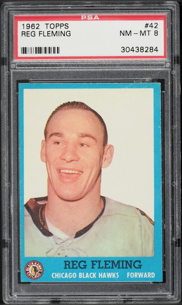 1962 Topps Hockey Reg Fleming #42 PSA 8 NM-MT