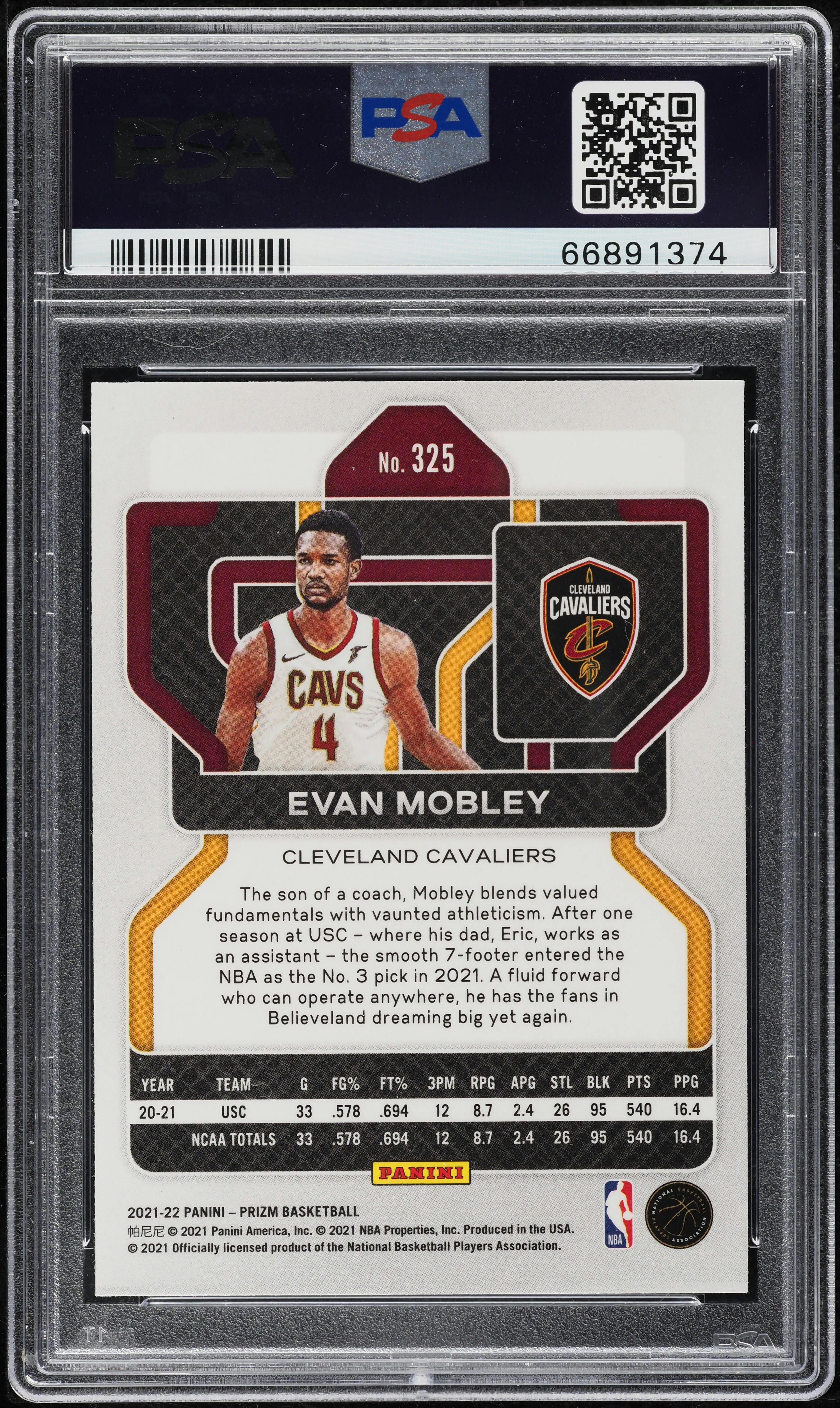 2021 Panini Prizm Evan Mobley ROOKIE #325 PSA 10 GEM MINT on