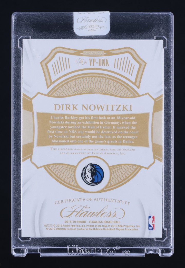 2018 Panini Flawless Vertical Gold Dirk Nowitzki PATCH AUTO /10 #VP-DNK MBA AUTH