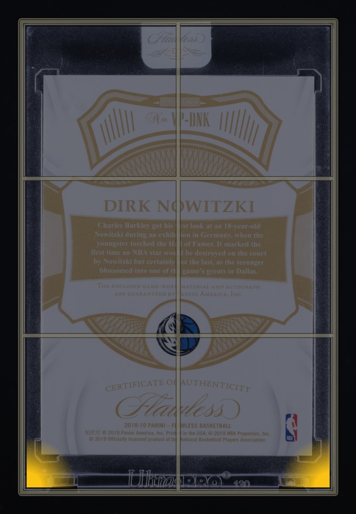 2018 Panini Flawless Vertical Gold Dirk Nowitzki PATCH AUTO /10 #VP-DNK MBA AUTH