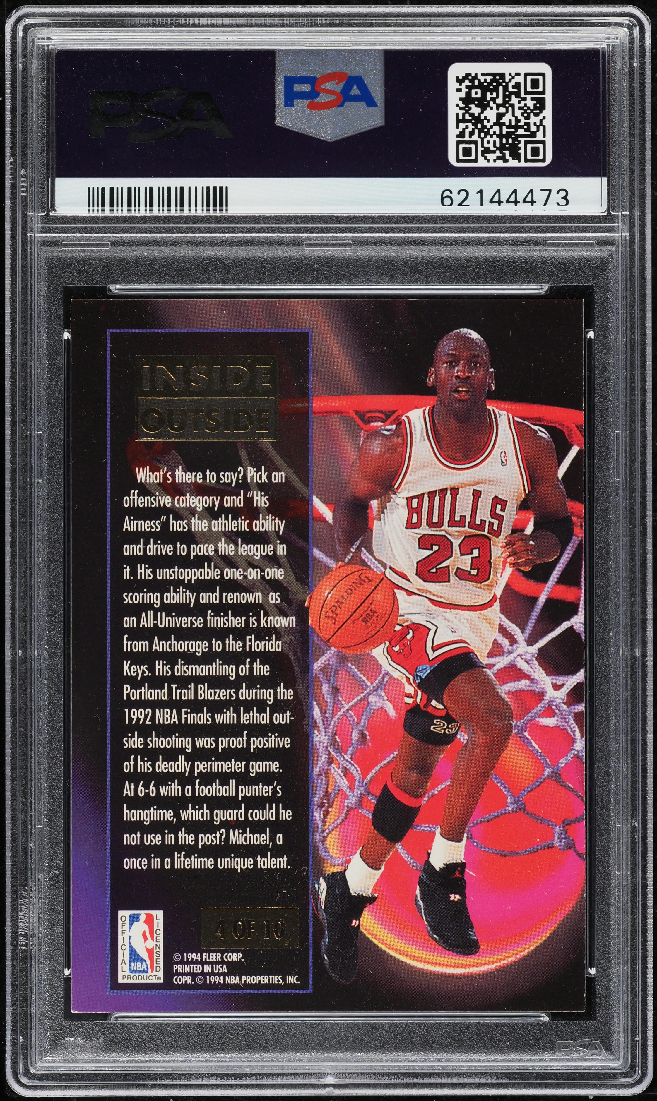 1993 Ultra Inside Outside Michael Jordan #4 PSA 8 NM-MT