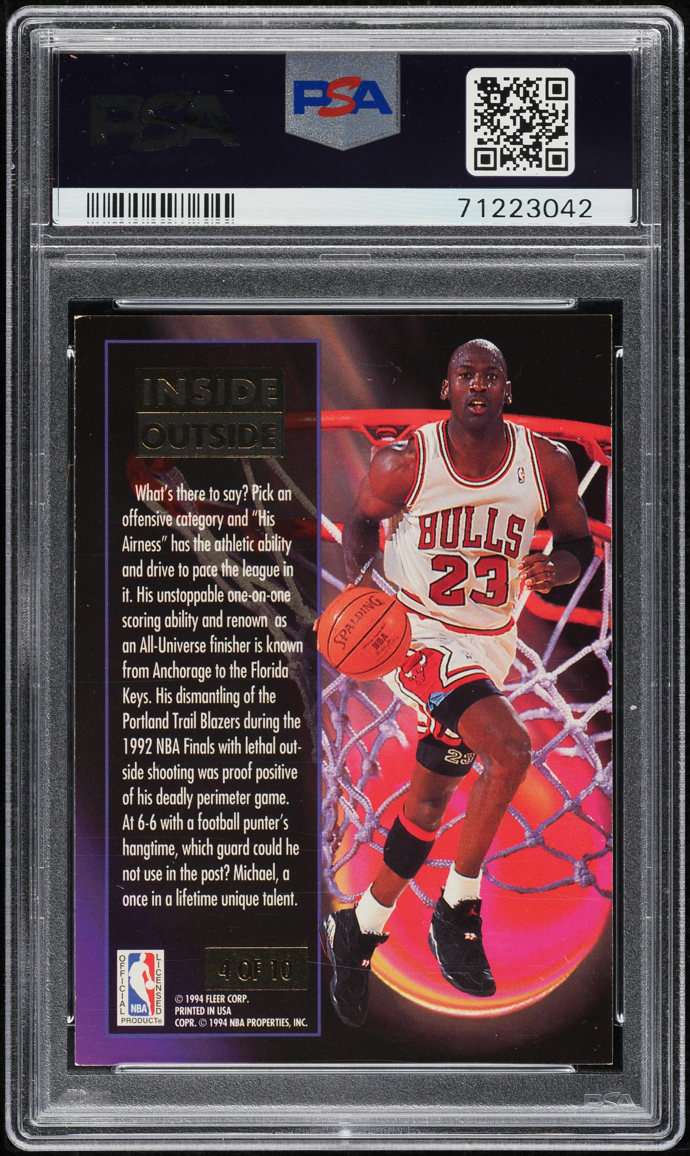 1993 Ultra Basketball Inside Outside Michael Jordan #4 PSA 8 NM-MT