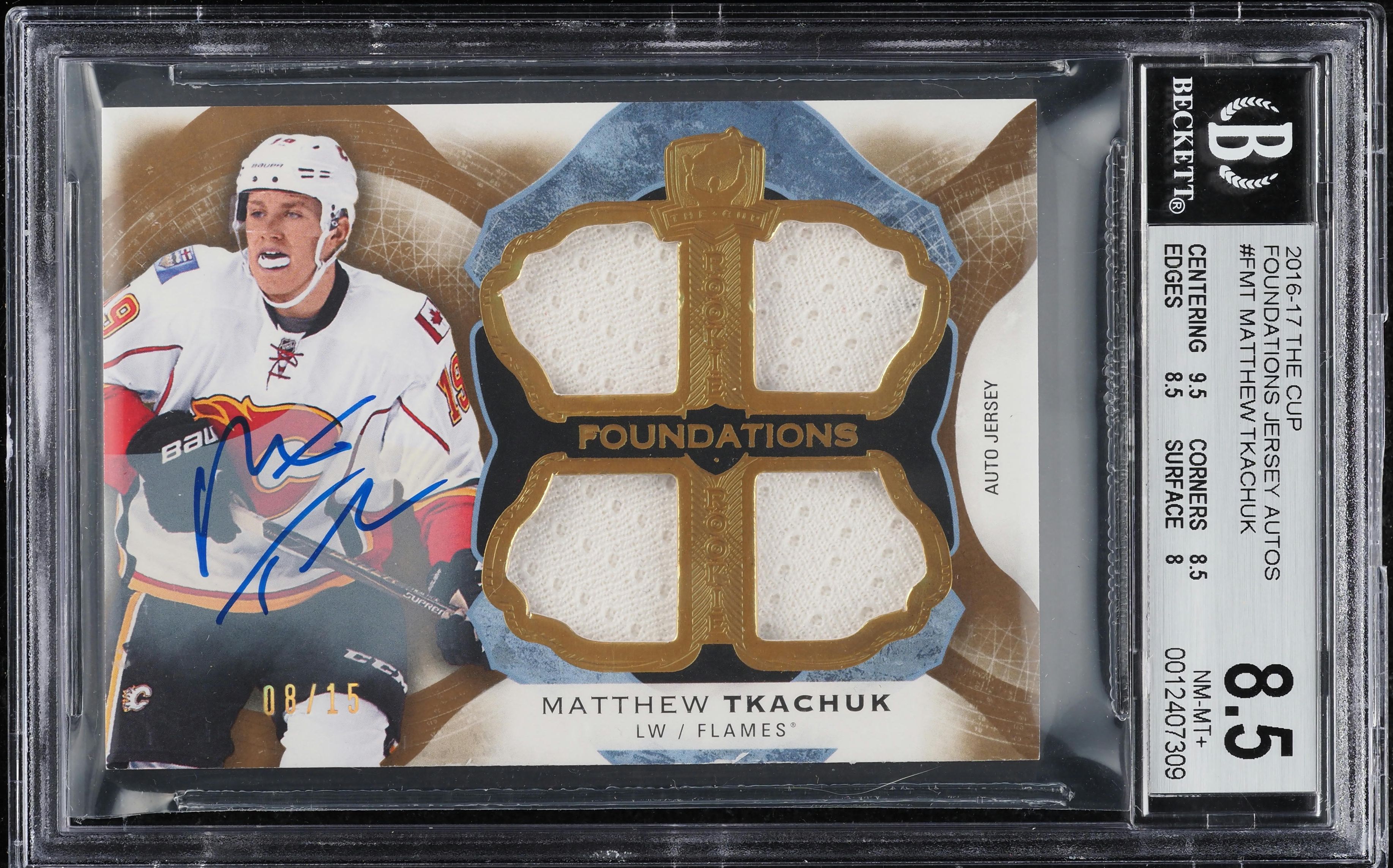 2016 The Cup Foundations Matthew Tkachuk RC PATCH AUTO /15 #FMT BGS 8.5 NM-MT+