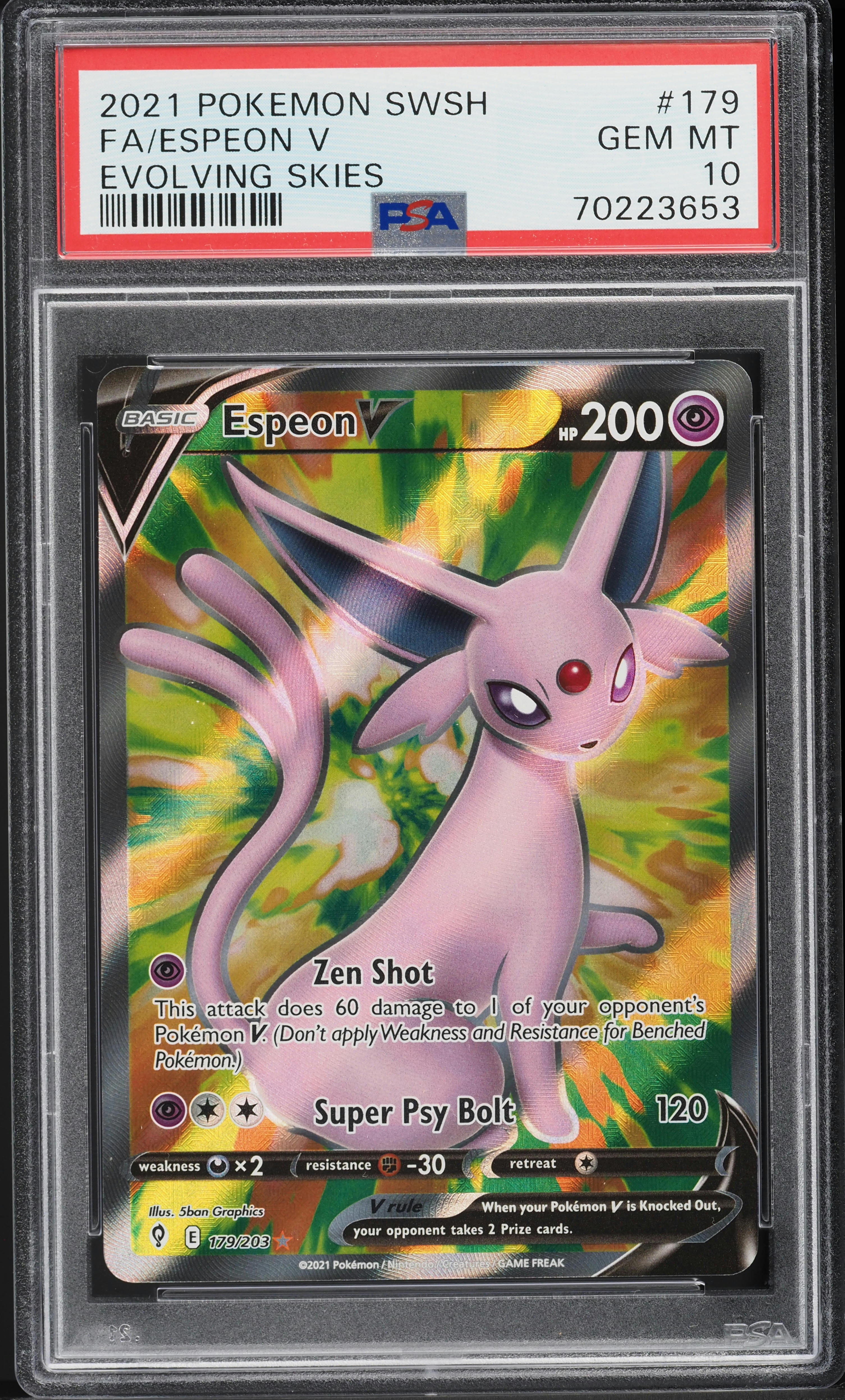 2021 Pokemon Sword & Shield Evolving Skies Full Art Espeon V #179
