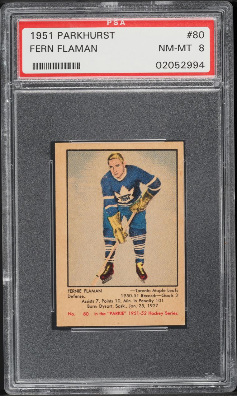 1951 Parkhurst Fern Flaman ROOKIE #80 PSA 8 NM-MT