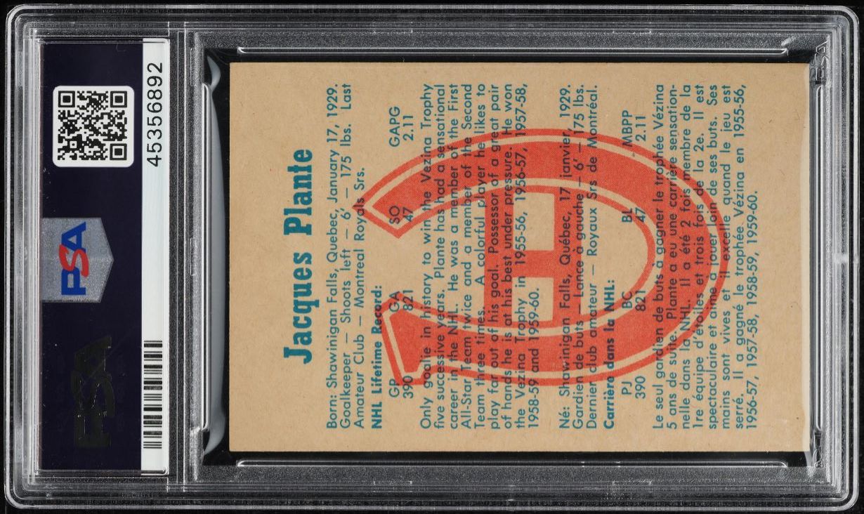 1960 Parkhurst Jacques Plante #53 PSA 9 MINT