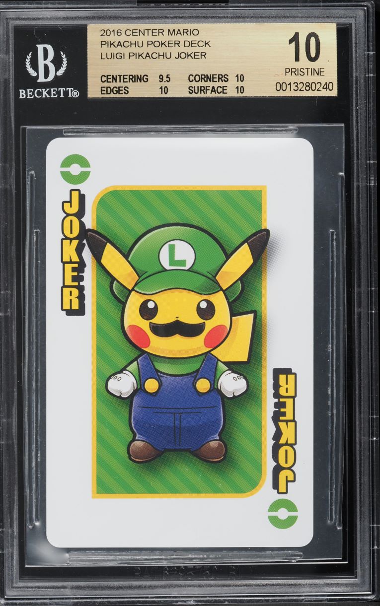 2016 Pokemon Center Mario Pikachu Poker Deck Luigi Pikachu Joker BGS 10  PRISTINE on Fanatics Collect