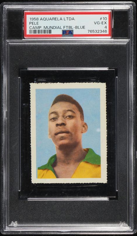 1958 Editora Aquarela Soccer Blue Number Pele ROOKIE #10 PSA 4 VGEX