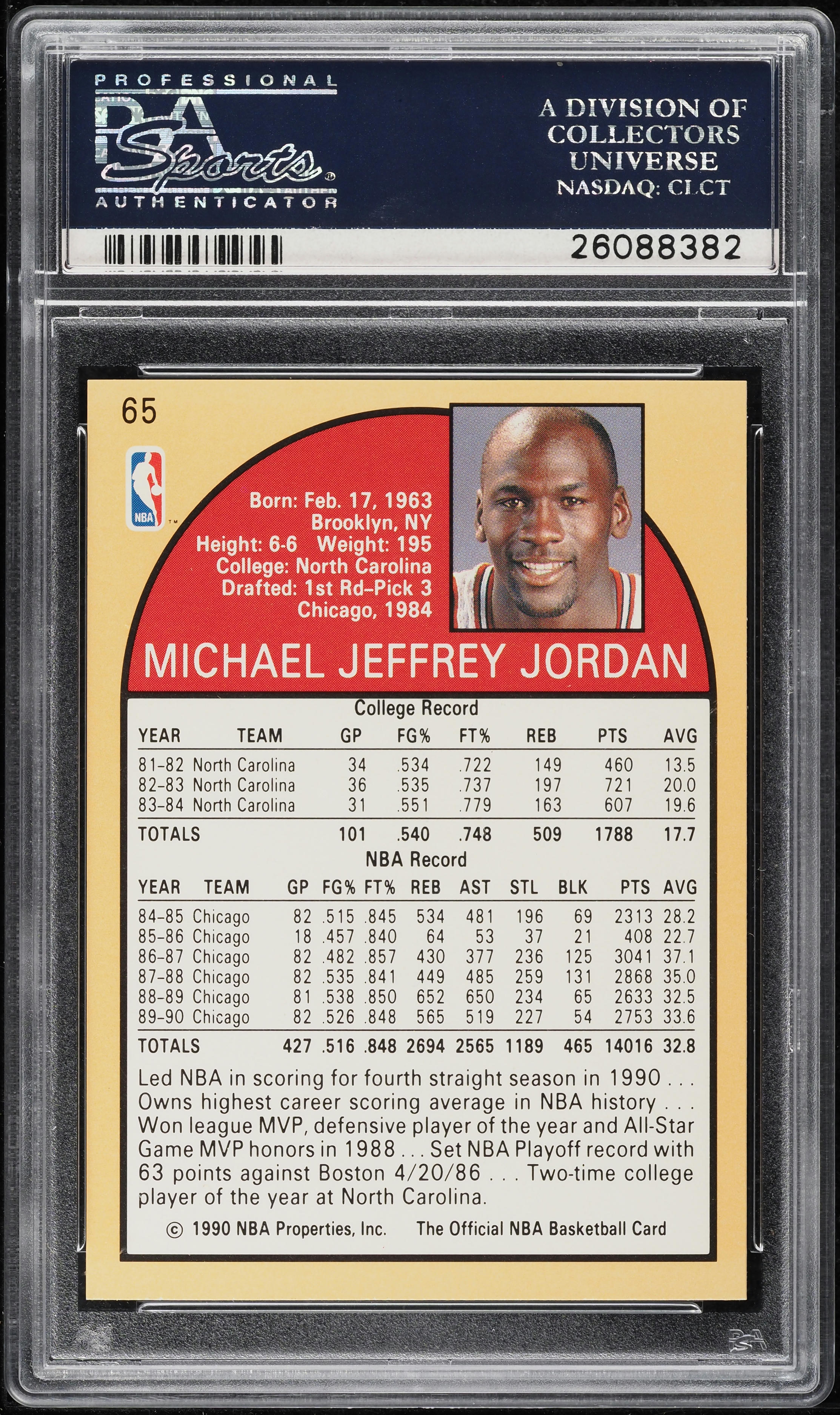 1990 Hoops Michael Jordan #65 PSA 10 GEM MINT