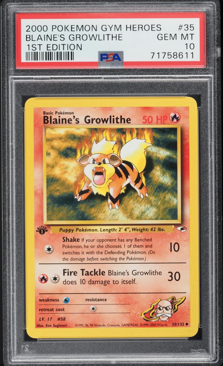 1995 growlithe pokemon card value - base set 28/102 variation to centering Growlithe 1995 Rare Pokemon Card