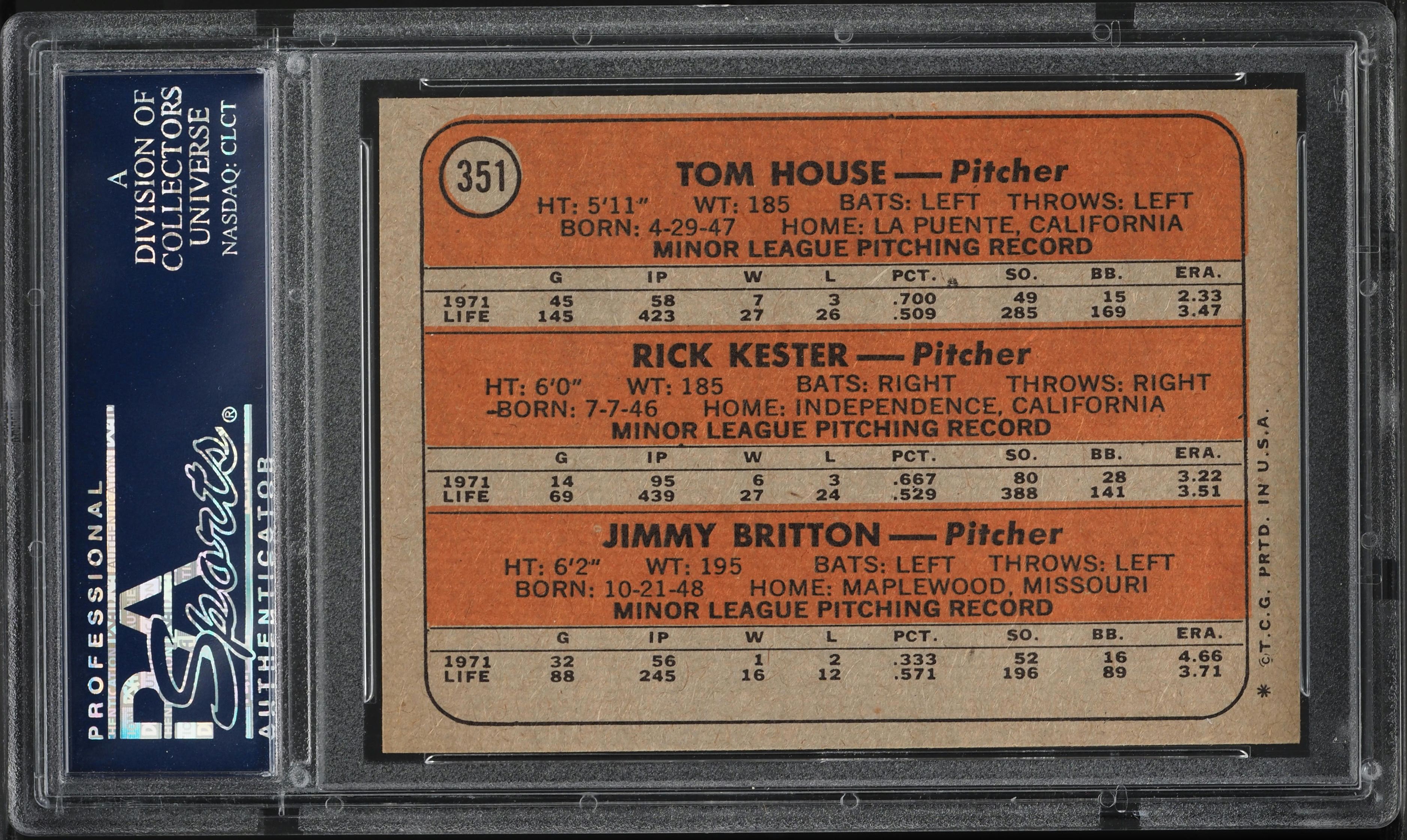 1972 Topps Braves Rookies #351 PSA 10 GEM MINT