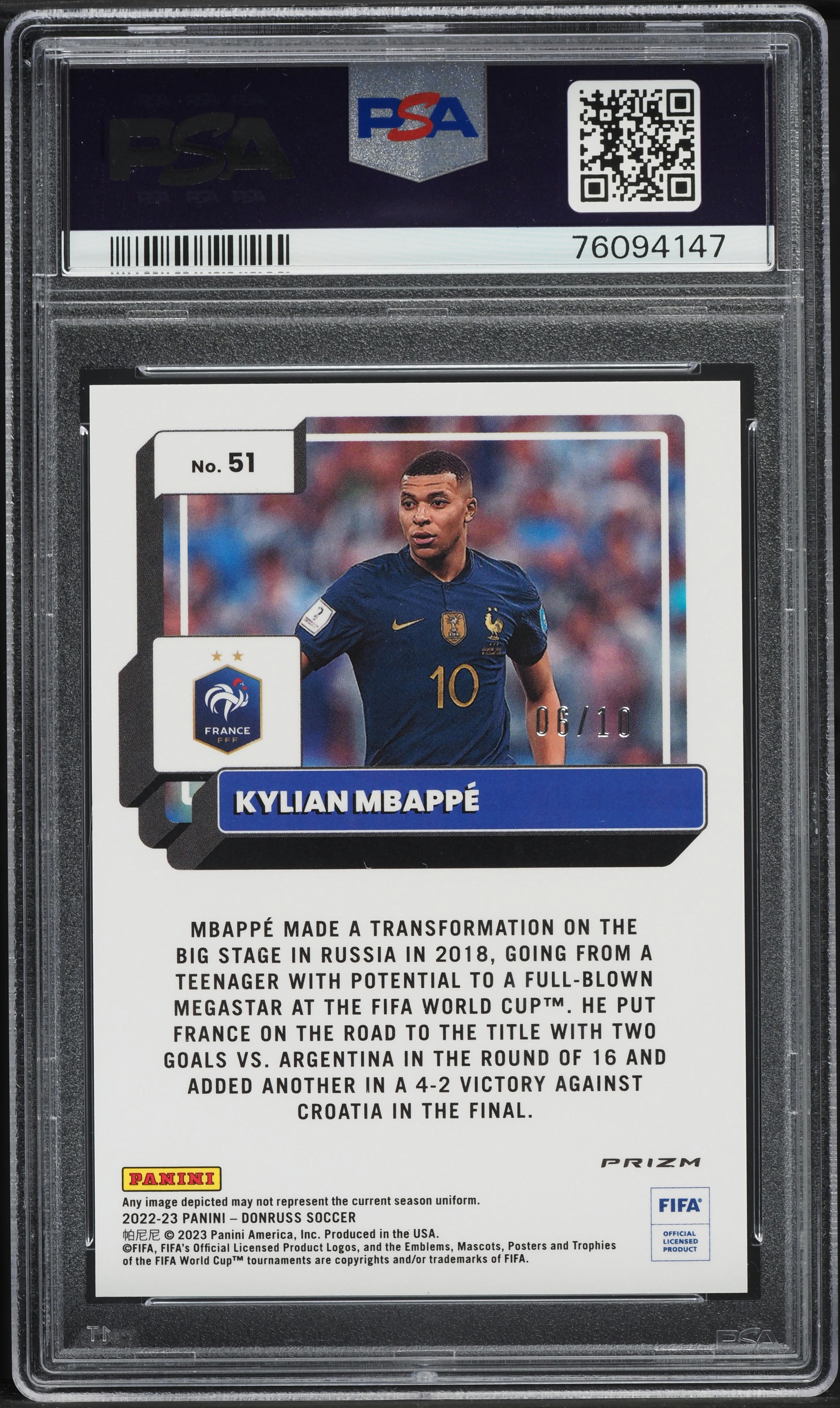 その他 mbappe psa10 Kylian Mbappe 2023-24 Obsidian White Night #5 France [PSA10 GEM MT